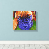Boxer Puppy op Verpakt Canvas (Insitu (Houten vloer))