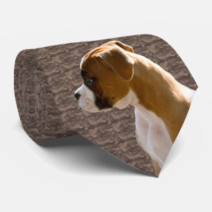 Boxer Puppy Profile Cutout Taupe Stropdas