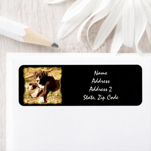 Boxer puppy verzendlabels etiket (Insitu)