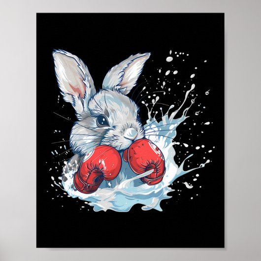 Boxer Rabbit With Boxing Gloves Kickboxing Funny B Poster (Voorkant)