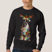 Boxer Reindeer kerstlampjes Funny Dog Xmas Gif Trui (Voorkant)