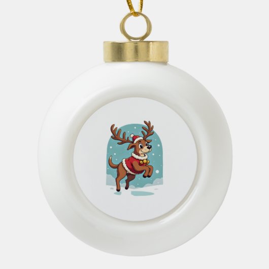 Boxer Rendier Dash Keramische Bal Ornament (Voorkant)