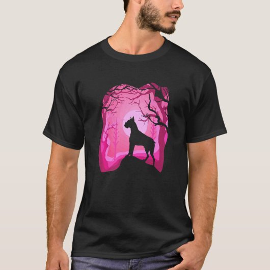 Boxer Retro Pink Boxer Dog T-shirt (Voorkant)