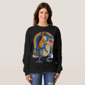 Boxer Riding Dinosaur T rex Gift Dog Lover Boys Ki Trui (Voorkant volledig)