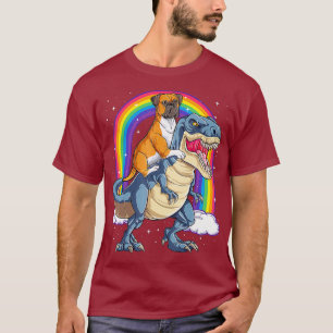 Boxer Riding Dinosaur T rex Gift Hondenliefhebber  T-shirt