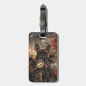 Boxer rijden motorfiets halloween eng bagagelabel (Achterkant verticaal)