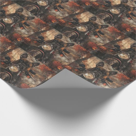 Boxer rijden motorfiets halloween eng cadeaupapier (Hoek)