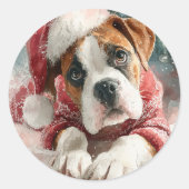 Boxer Ronde Kerststicker Sticker (Voorkant)