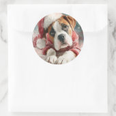 Boxer Ronde Kerststicker Sticker (Tas)