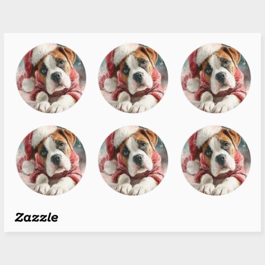 Boxer Round Round Christmas Sticker (Vel)