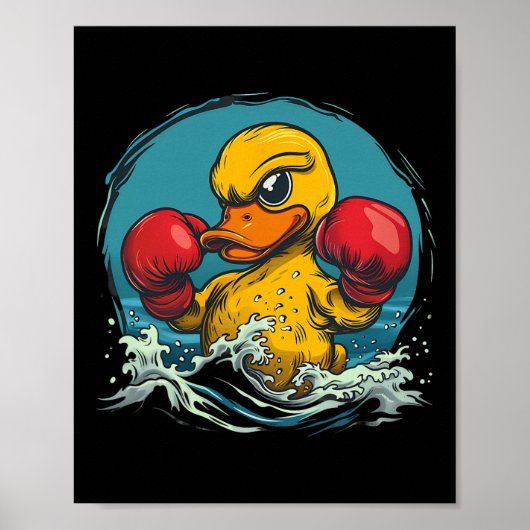Boxer Rubber Eend Met Bokshandschoenen Kickboksen  Poster (Voorkant)