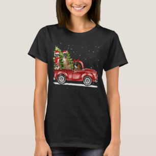 Boxer Santa rendier rode vrachtwagen sneeuw kerstb T-shirt