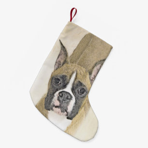 Boxer Schilderij - Mooie Originele Honden Kunst Kleine Kerstsok