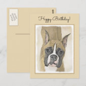 Boxer-schildering - Kute Original Dog Art Briefkaart (Voorkant / Achterkant)