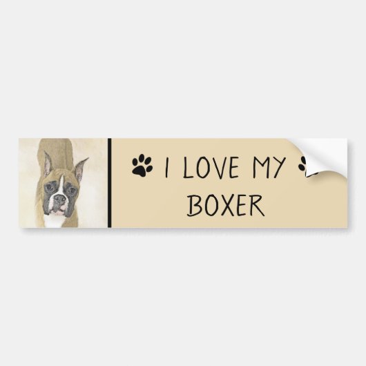 Boxer-schildering - Kute Original Dog Art Bumpersticker (Voorkant)
