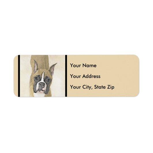 Boxer-schildering - Kute Original Dog Art Etiket (Voorkant)