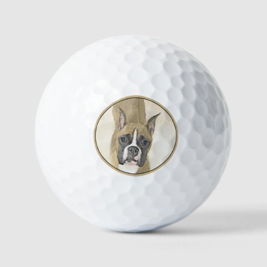 Boxer-schildering - Kute Original Dog Art Golfballen (Voorkant)