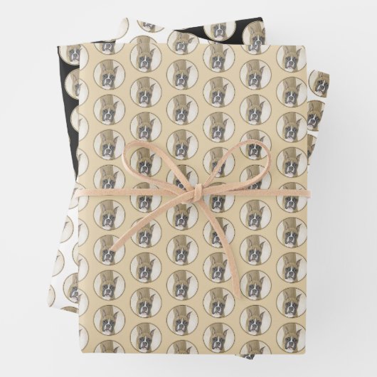 Boxer-schildering - Kute Original Dog Art Inpakpapier Vel (In situ)