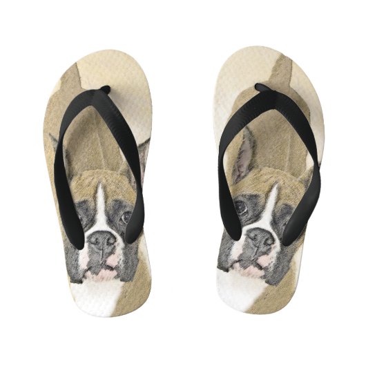 Boxer-schildering - Kute Original Dog Art Kinder Teenslippers (Voetbed)