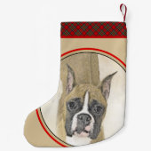 Boxer-schildering - Kute Original Dog Art Kleine Kerstsok (Achterkant)