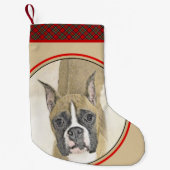 Boxer-schildering - Kute Original Dog Art Kleine Kerstsok (Voorkant)