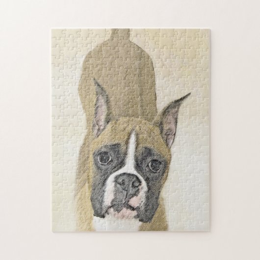 Boxer-schildering - Kute Original Dog Art Legpuzzel (Verticaal)