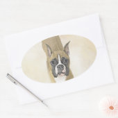 Boxer-schildering - Kute Original Dog Art Ovale Sticker (Envelop)