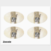 Boxer-schildering - Kute Original Dog Art Ovale Sticker (Vel)