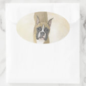 Boxer-schildering - Kute Original Dog Art Ovale Sticker (Tas)