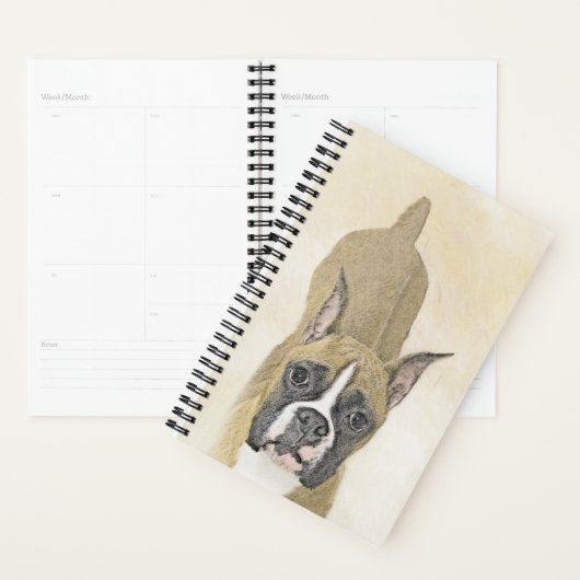Boxer-schildering - Kute Original Dog Art Planner (Display)