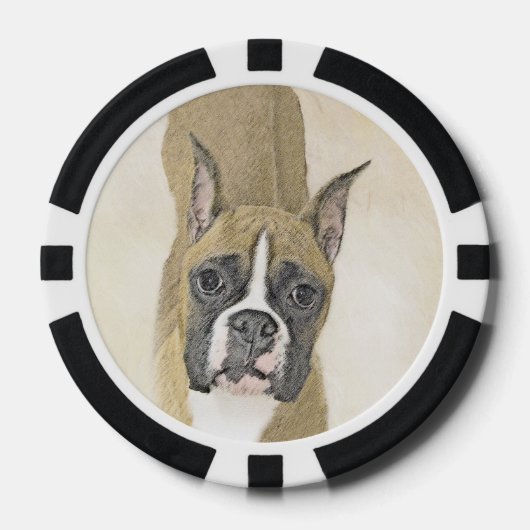 Boxer-schildering - Kute Original Dog Art Poker Chips (Voorkant)