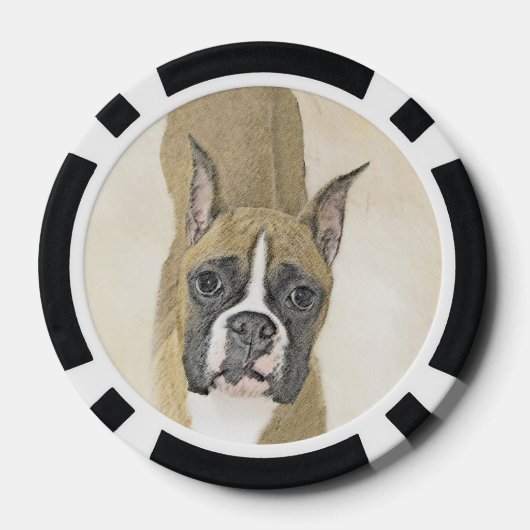 Boxer-schildering - Kute Original Dog Art Poker Chips (Achterkant)