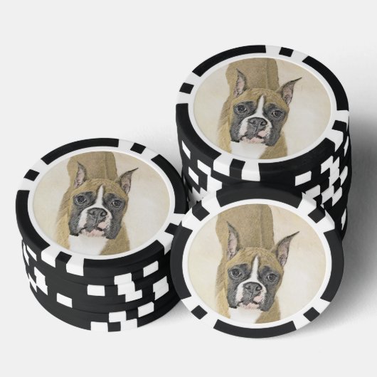 Boxer-schildering - Kute Original Dog Art Poker Chips (Opstapeling)