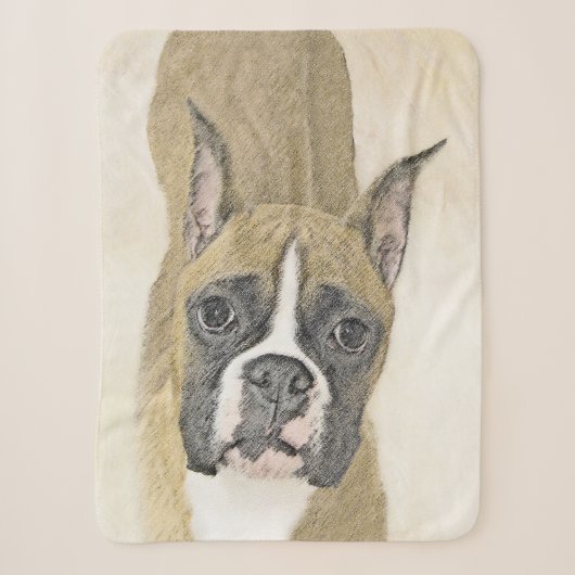 Boxer-schildering - Kute Original Dog Art Sherpa Deken (Voorkant)
