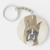 Boxer-schildering - Kute Original Dog Art Sleutelhanger (Voorkant)