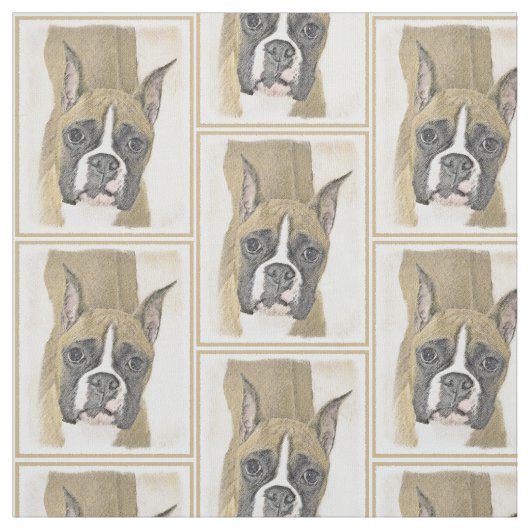 Boxer-schildering - Kute Original Dog Art Stof (Swatch)