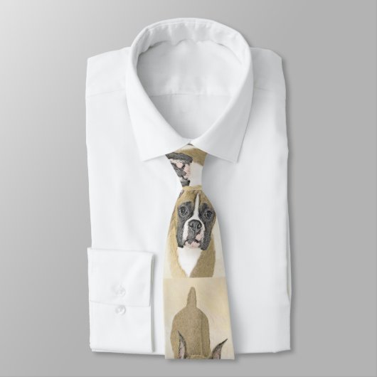 Boxer-schildering - Kute Original Dog Art Stropdas (Gebonden)