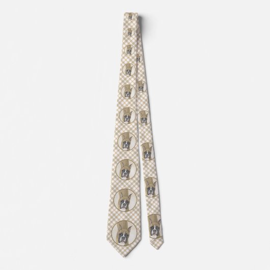 Boxer-schildering - Kute Original Dog Art Stropdas (Voorkant)