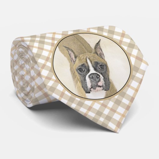 Boxer-schildering - Kute Original Dog Art Stropdas (Opgerold)