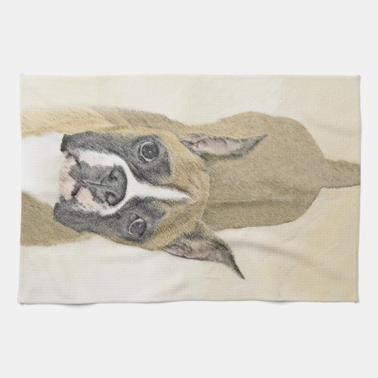 Boxer-schildering - Kute Original Dog Art Theedoek (Horizontaal)