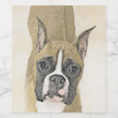 Boxer-schildering - Kute Original Dog Art Wijn Etiket (Enkel label)