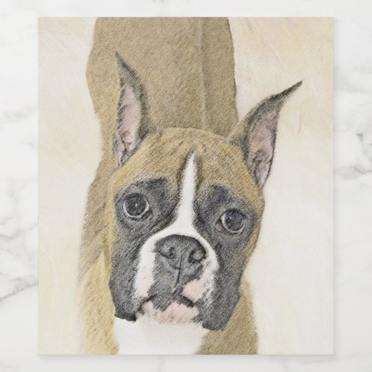 Boxer-schildering - Kute Original Dog Art Wijn Etiket (Enkel label)