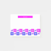 Boxer Silhouette Dog & Paw Hot Pink & Blue Post-it® Notes (Voorkant)