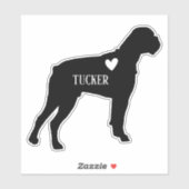 Boxer Silhouette Eigen Naam Sticker (Vel)