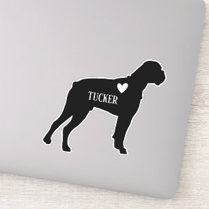 Boxer Silhouette Eigen Naam Sticker