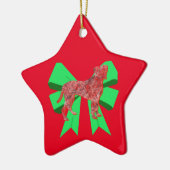 Boxer Silhouette Red Dog & Green Bow Kerstmis Keramisch Ornament (Links)