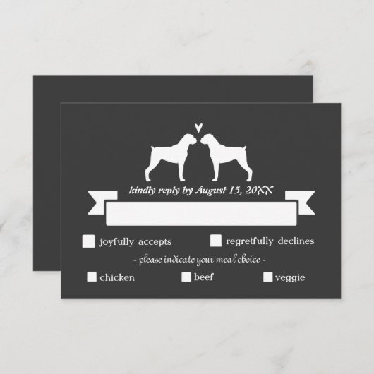 Boxer Silhouettes Wedding Reply RSVP (Voorkant / Achterkant)