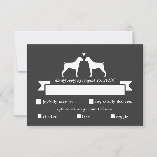 Boxer Silhouettes Wedding Reply RSVP Kaartje (Voorkant)