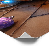 Boxer Sitting by Fireplace with Christmas Lights Poster (Hoek)