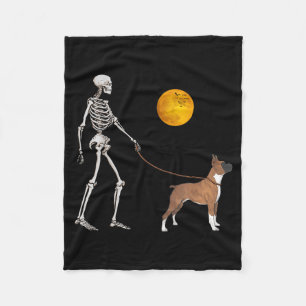 Boxer Skelet Hond Loop Halloween Kostuum Fleece Deken